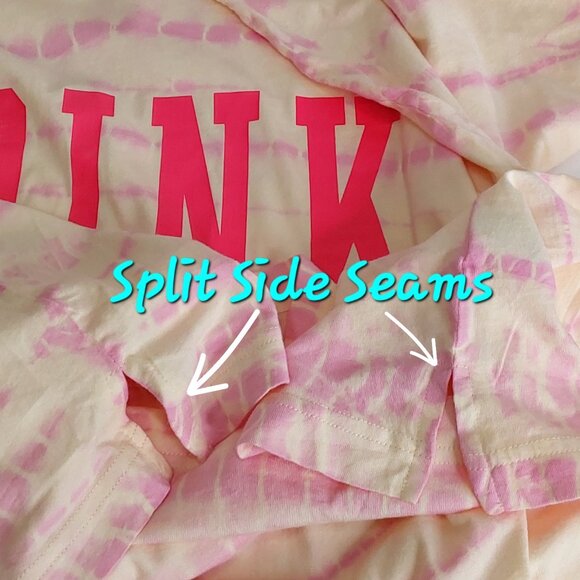 VICTORIA’S SECRET 'PINK' LOGO CREW MID~SLEEVE TIE-DYE ULTRA SOFT TEE - Picture 9 of 16